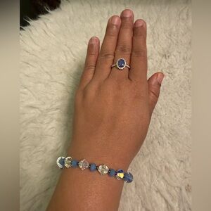 Elegant Blue and Faceted Iridescent Bead Bracelet